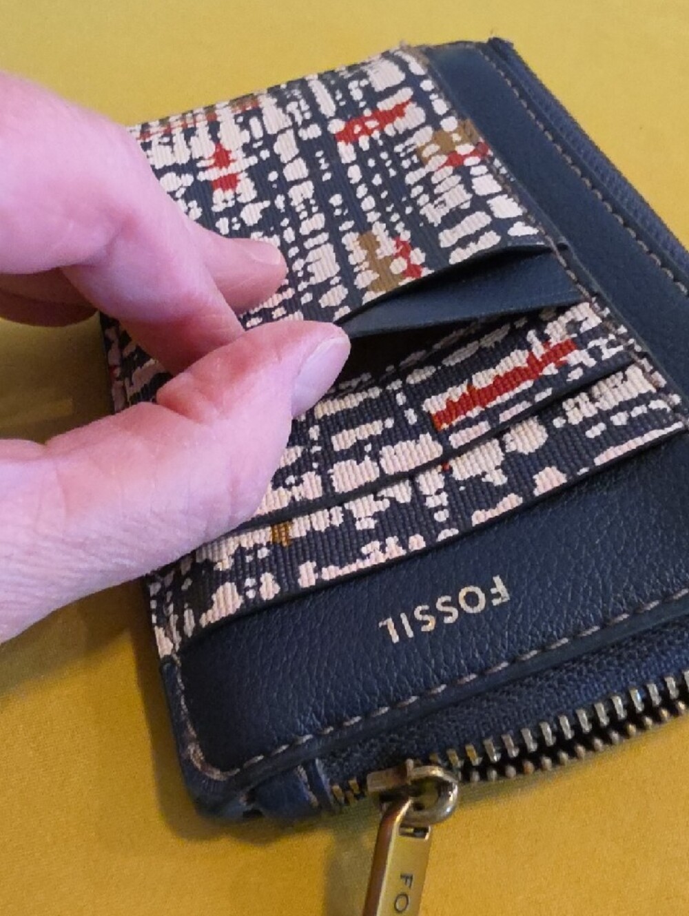 Fossil Card Case w/ Multicolor Pattern &  Keyring - Very Gently, If Ever Used